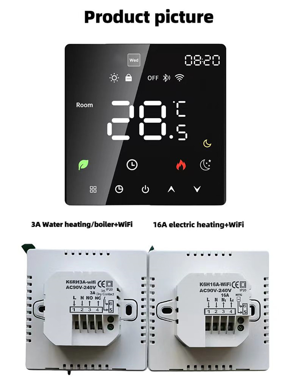 Termostato Wi‑Fi modello K6 Touch